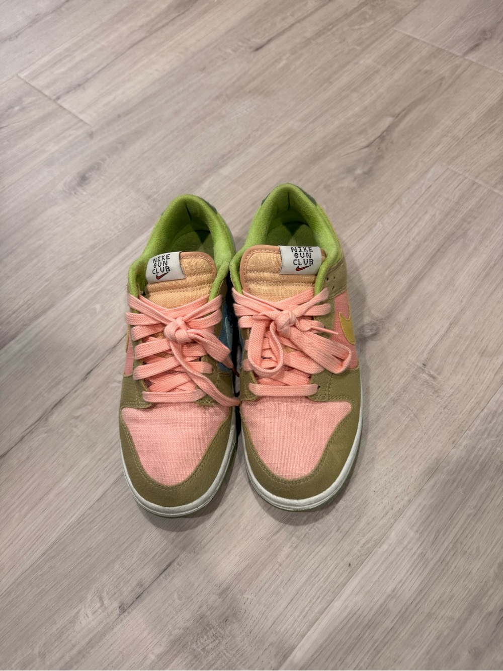 Nike Sun Club Pink & Olive Green Low-Top Sneakers